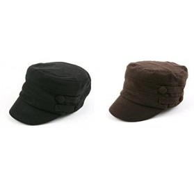 Newsboy Caps Women's Military Cadet Style Winter Hat P241 - 2 Pcs Blk+brn - CC11SED3M25 $23.70