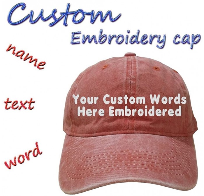 Baseball Caps Custom Embroidered Adjustable Baseball Hat Embroidery Cowboy Caps Men Women Text Gift - Coral1 - CP18H402GMH $3...