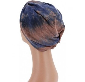 Skullies & Beanies Women Tie-Dye Headband Hat Cotton Softening Chemotherapy Cap Sleeping Cap Hair Loss Headwrap - Khaki - CZ1...