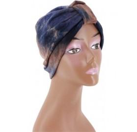 Skullies & Beanies Women Tie-Dye Headband Hat Cotton Softening Chemotherapy Cap Sleeping Cap Hair Loss Headwrap - Khaki - CZ1...