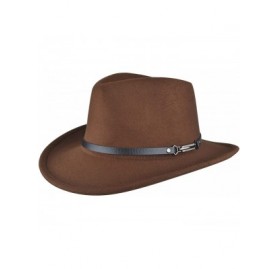 Fedoras Womens Felt Fedora Hat- Wide Brim Panama Cowboy Hat Floppy Sun Hat for Beach Church - Coffee 4 - CE18UO5WKQH $10.40