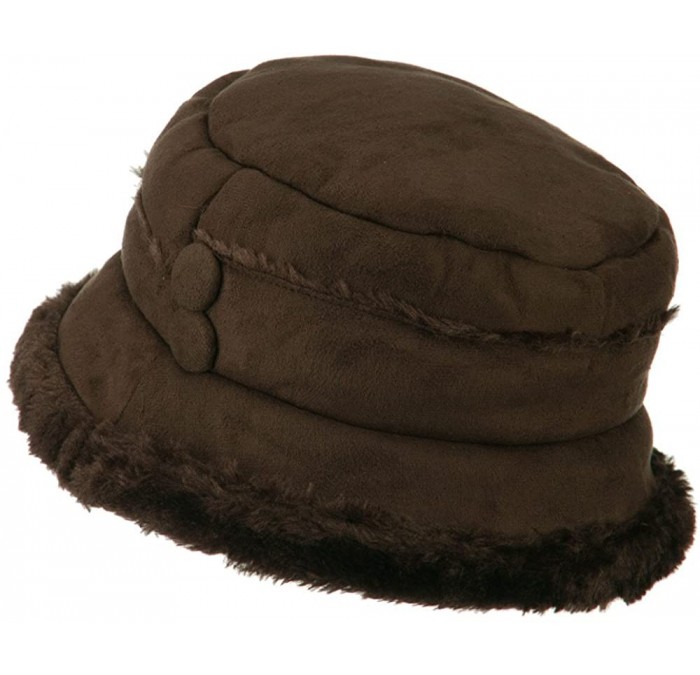 Women's Faux Suede Bucket Hat - Brown - CG11ONZ1739