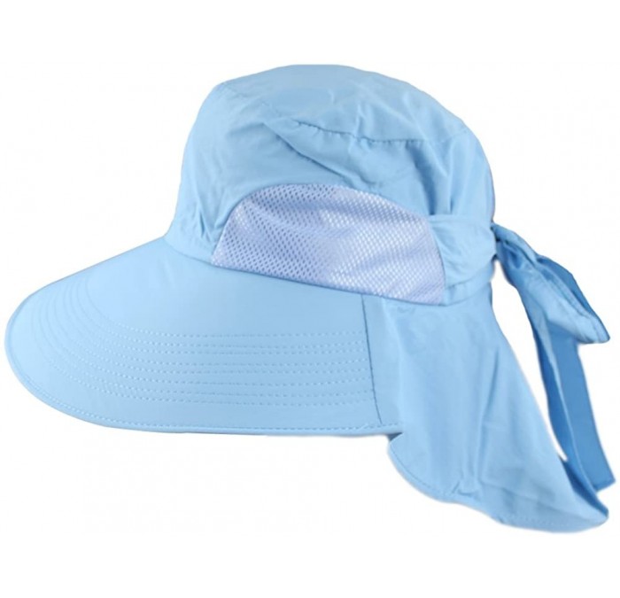 Sun Hats Women's UV Sun Protect Summer Beach Wide Large Big Brim Hat Visor Side Flower - Blue - C911LS2CKK9 $29.72