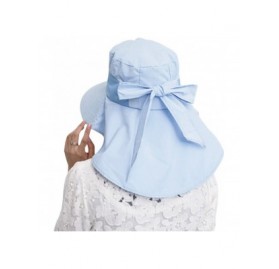 Sun Hats Women's UV Sun Protect Summer Beach Wide Large Big Brim Hat Visor Side Flower - Blue - C911LS2CKK9 $16.60