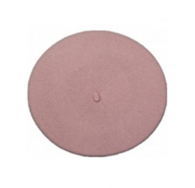 Berets 100% Wool French Style Casual Classic Solid Color Wool Beret Hat Cap - Light Pink - CF12N3B4ZBZ $10.11
