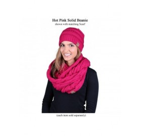 Skullies & Beanies Solid Ribbed Beanie Slouchy Soft Stretch Cable Knit Warm Skull Cap - Hot Pink - CD120DZ99FP $19.61