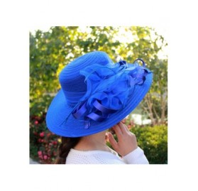 Sun Hats Fashion Women's Organza Floral Wide Brim Kentucky Derby Church Dress Sun Hat Summer Beach Cap - Light Pink - CF18SZR...