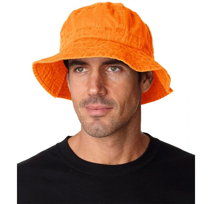Baseball Caps ACVA101 Vacationer Pigment Dyed Bucket Hat - Tangerine - CN116XTX87B $32.82