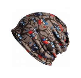 Skullies & Beanies Women's Multifunction Hat owl Skull Cap Scarf - Brown - CI1889I98DS $12.57