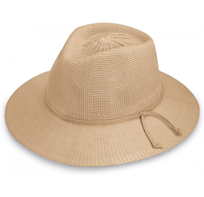 Sun Hats Women's Victoria Fedora Sun Hat - UPF 50+- Adjustable- Packable- Modern Style- Designed in Australia - Tan - CZ12O6I...