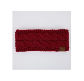 Cold Weather Headbands Winter Fuzzy Fleece Lined Thick Knitted Headband Headwrap Earwarmer(HW-20)(HW-33) - Red (With Ponytail...