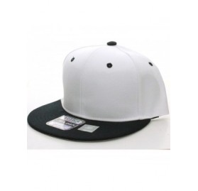 Baseball Caps Classic Flat Bill Visor Blank Snapback Hat Cap with Adjustable Snaps - White-black - CZ1863U64CH $10.45