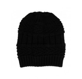 Skullies & Beanies Womens Ponytail Winter Beanie Hat-Warm Knit Messy Bun Ponytail Skull Cap - Black - CY18XKMSQ3A $8.54