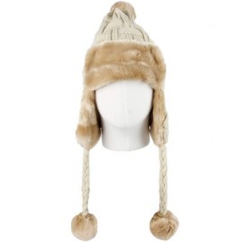 Skullies & Beanies Fleece Lining Thick Cable Knit Beanie Hat Earflaps Cap FZ70022 - Beige - CT18KZA6WXR $22.82