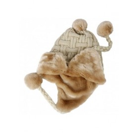 Skullies & Beanies Fleece Lining Thick Cable Knit Beanie Hat Earflaps Cap FZ70022 - Beige - CT18KZA6WXR $22.82