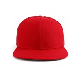 Baseball Caps Oversize XXL Blank Flatbill Mesh Snapback Cap - Red - CE18A56IHNH $22.49