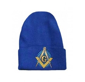 Skullies & Beanies Mason Blue Winter Skull Cap Knit Ski Hat Masonic Lodge Cuffed Beanie - C0126ZL2HYB $12.31