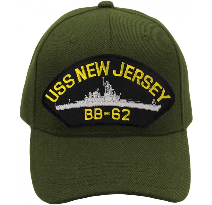 Baseball Caps USS New Jersey BB-62 Hat/Ballcap Adjustable"One Size Fits Most" - Olive Green - CF18W4HEETA $42.36