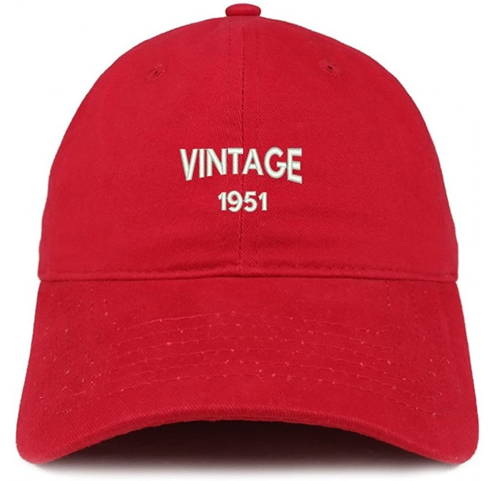 Baseball Caps Small Vintage 1951 Embroidered 69th Birthday Adjustable Cotton Cap - Red - CI17YDMILKR $33.57