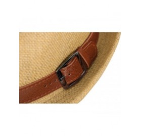 Fedoras Men/Womens Outdoor Casual Structured Straw Fedora Hat w/PU Leather Strap - Khaki Hat Brown Belt - CH1804ME735 $14.17