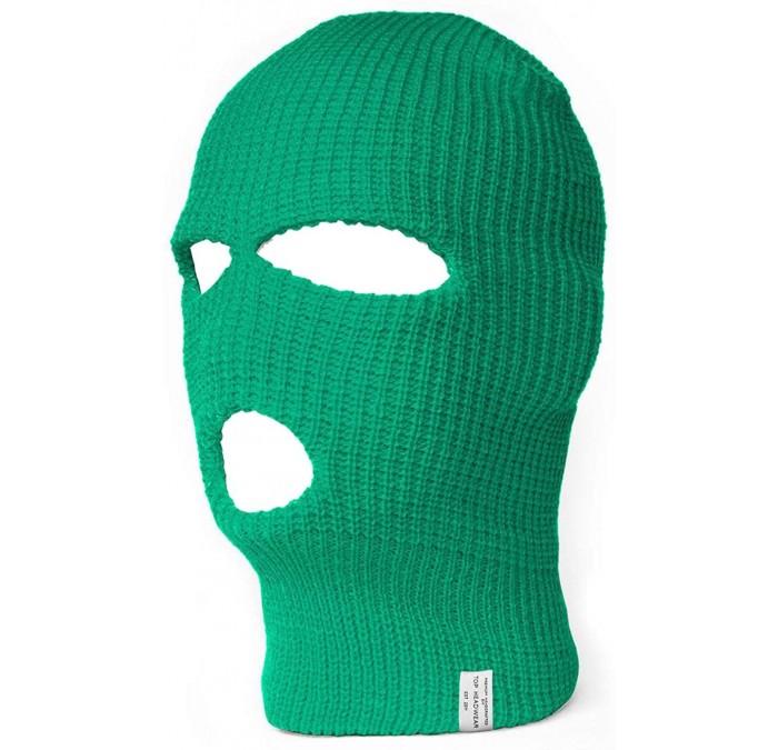 Balaclavas 3 Hole Ski Face Mask Balaclava - Kelly Green - CF11BG1TPPP $8.80