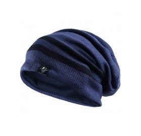 Skullies & Beanies Slouchy Beanie for Men Winter Summer Skull Cap Oversize Knit Hat - Navy Blue - C512N4YG865 $15.25