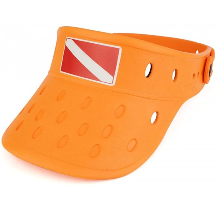 Visors Durable Adjustable Floatable Summer Visor Hat with DIVEFLAG Charm - Orange - CI17YXYNIZG $22.79