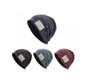 Skullies & Beanies Cotton Beanies for Women Striped Warm Winter Beanie Headwraps Slouchy Hat Sport (Blue) - CT18I3CZ88T $7.52