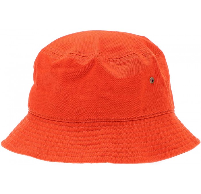 Bucket Hats Summer 100% Cotton Stone Washed Packable Outdoor Activities Fishing Bucket Hat. - Orange - C5195U5NM6O $20.10
