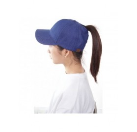 Baseball Caps Solid Color Messy High Buns Ponycap Ponytail Baseball Adjustable Cap Hat - Denim - CX18QO5QO0L $11.44