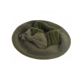 Berets Lady French Beret 100% Wool Beret Chic Beanie Winter Hat HY023 - Knit-green - CZ12NDVTUR1 $20.94