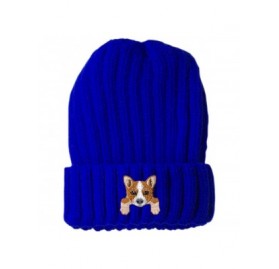 Skullies & Beanies [ Welsh Corgi ] Cute Embroidered Puppy Dog Warm Knit Fleece Winter Beanie Skull Cap - Blue - CD189RWWL5Y $...