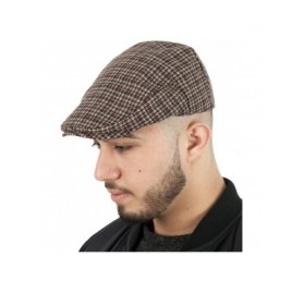 Newsboy Caps Mens Classic English Tweed Flat Cap - Beige Check - CC11EJ9WWFL $8.22