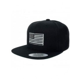 Baseball Caps Flexfit Oversize XXL Grey American Flag Embroidered Structured Flatbill Snapback Cap - Black - C218LGTU3E6 $17.05