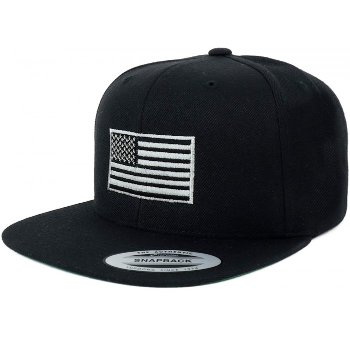 Baseball Caps Flexfit Oversize XXL Grey American Flag Embroidered Structured Flatbill Snapback Cap - Black - C218LGTU3E6 $43.75