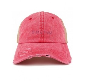 Baseball Caps MeToo Movement Hot Pink Embroidered Frayed Bill Trucker Mesh Cap - Red - CM188EXAGHY $19.63