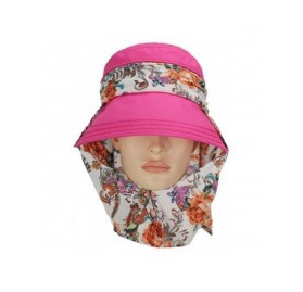 Skullies & Beanies Women Sun Hats Floral Wide Brim Beach Caps With Neck Flap UV Protection - Rosy Floral - C117Z3OOIH2 $16.12