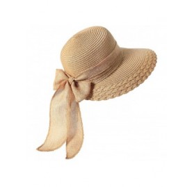 Sun Hats Elegant Wide Brim Floppy Sun Hat- Beach Hat for Women- Brown- One Size - CY194OTWRY5 $16.85