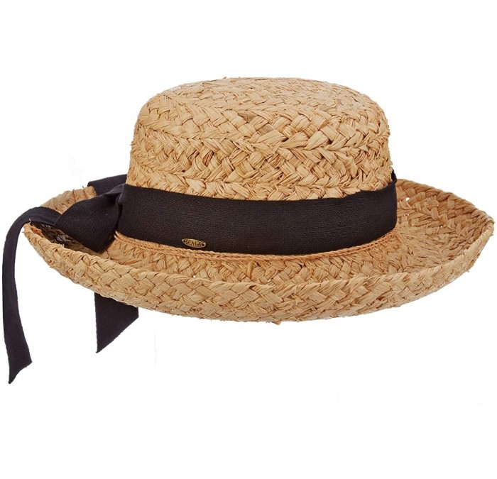 Sun Hats Women's Raffia Hat with Herringbone Bow - Natural - C9117XQ8BP7 $86.02
