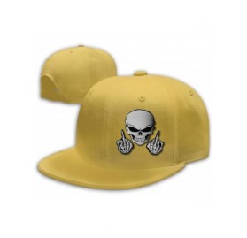 Baseball Caps Skull Middle Finger Plain Baseball Caps Snapbac Hats Adjustable for Men & Women - Yellow - CP196XLG4N5 $11.12