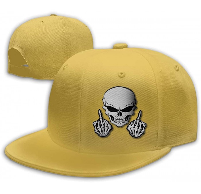 Baseball Caps Skull Middle Finger Plain Baseball Caps Snapbac Hats Adjustable for Men & Women - Yellow - CP196XLG4N5 $25.02