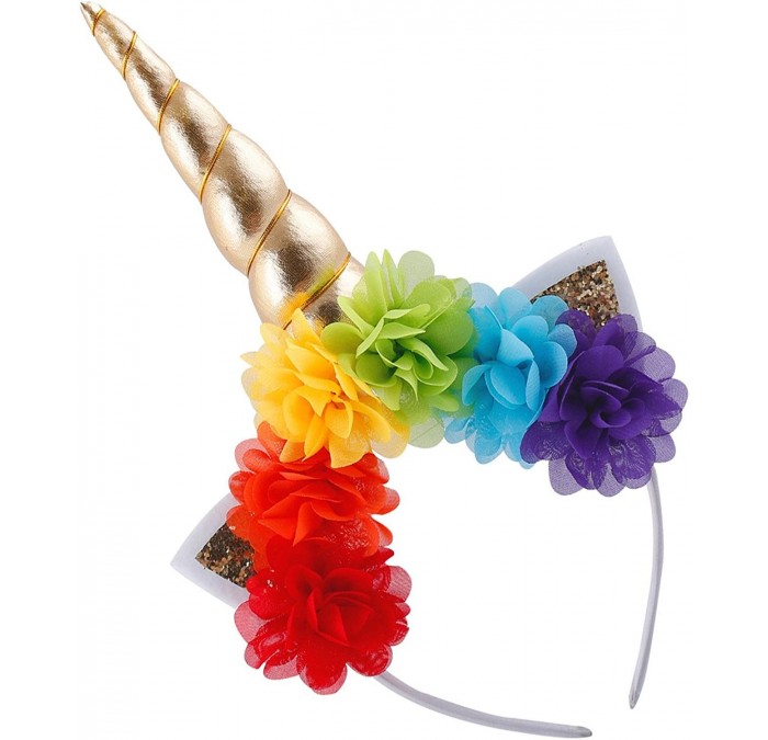 Headbands Unicorn Flower Crown Headband Animal Ear Headband - 5rainbow - CA1869LUEGI $11.50