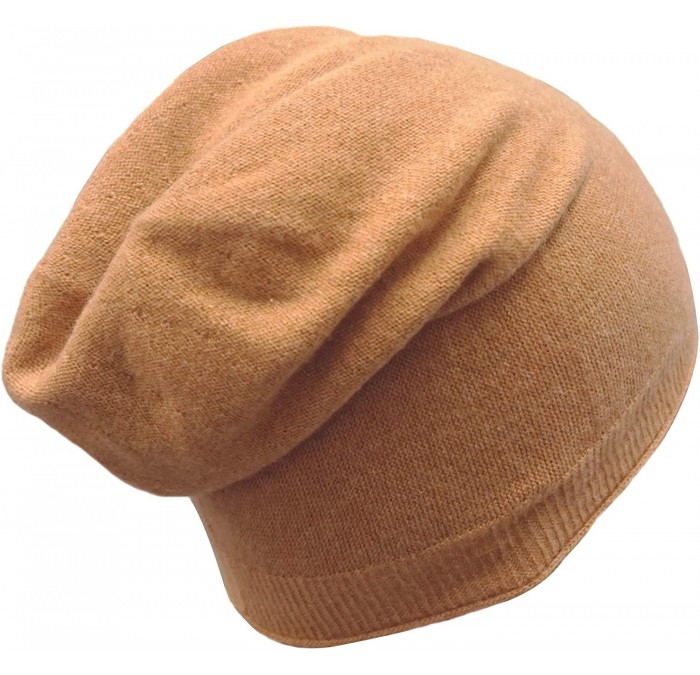 Skullies & Beanies Plain Knit Unisex Beanie Cashmere Wool Extra Lightweight Warm Winter Slouchy Hat - Almond - CG18NEIQC0W $1...