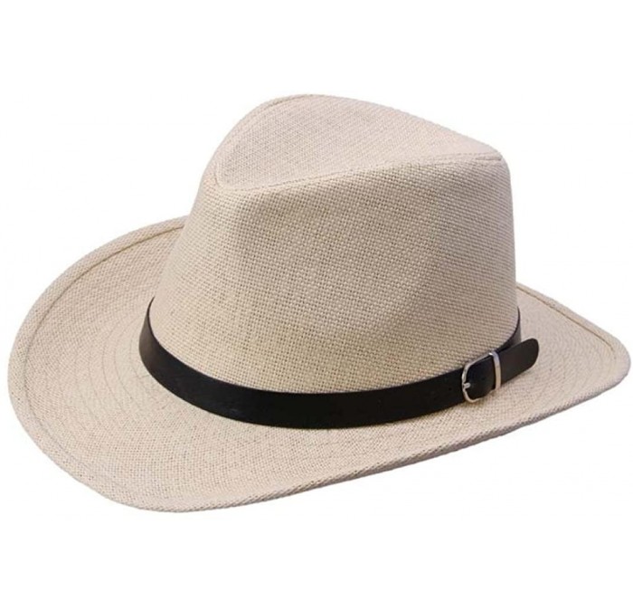 Cowboy Hats Summer Outdoor Hat- Shybuy Men's & Women's Classic Western Style Cowboy/Cowgirl Straw Hat - Brown - C018EXR4WKS $...