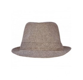 Fedoras Mens/Womens Vintage Structured Stain-Resistant Wool Blend Fedora Hat - Brown/Beige - CY180D92KRN $12.28