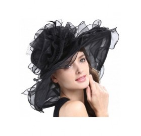 Sun Hats Women's Organza Feather/Veil Party Occasion Event Kentucky Derby Church Dress Sun Hat Cap - Black - CA127B8MNFF $37.03