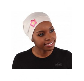 Skullies & Beanies Chemo Beanie Sleep Cap with Pink and Gold Flower - Beige - CI18E0SKRY3 $14.41