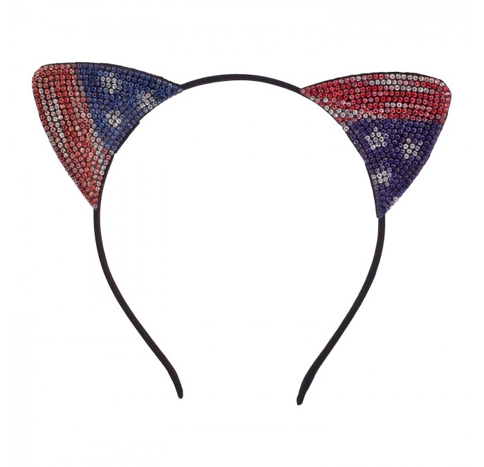 Headbands Black July 4th Cat Ears Faux Rhinestones Girls Fashion Headbands - CG18GNE0XY4 $20.48