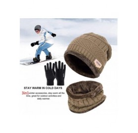 Skullies & Beanies Winter Hat Scarf Gloves Set for Women Girls Knitted Hats Scarf Skullies Beanies Hat Cap +Touchscreen Glove...