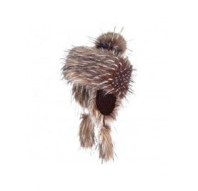 Bomber Hats Faux Fur Trapper Hat for Women - Fun- Warm & Different Russian Fur Hat - Chocolate Raccoon - CD18I0ZDX0Q $22.26